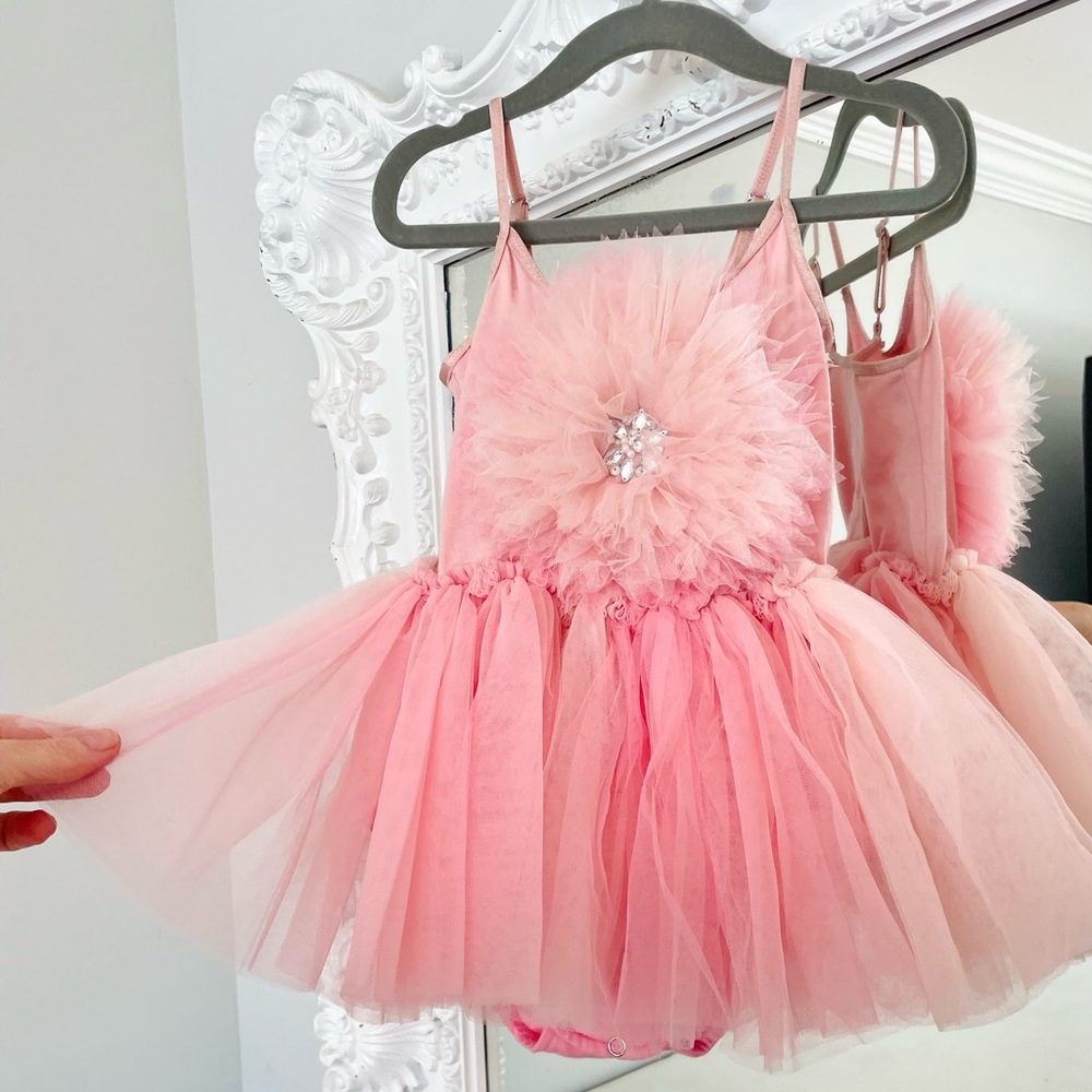 TUTU DU MONDE Baby Girls Pink Tutu Rhinestone Detail Special Occasion Dress
